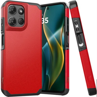 For Moto G Stylus 5G 2025 Exquisite Tough Shockproof Hybrid Case Cover - Red