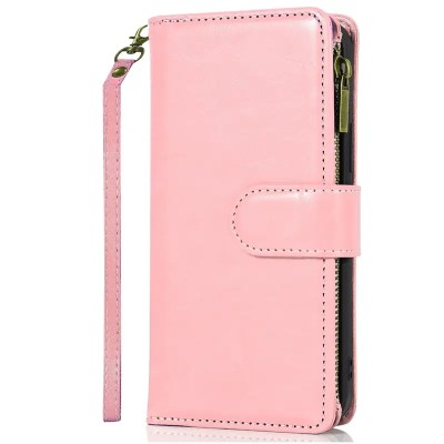 For Moto G Stylus 5G 2025 Luxury Wallet Card ID Zipper Money Holder Case Cover - Rose Gold