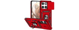 For Motorola Edge 2025 Magnetic Ring Stand Classic Design FULL  Camera Protection Hybrid Case - Red