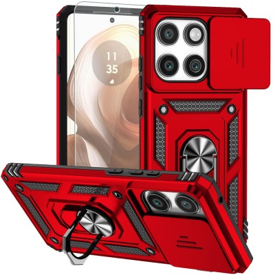 For Motorola Edge 2025 Magnetic Ring Stand Classic Design FULL  Camera Protection Hybrid Case - Red