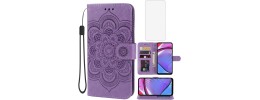 For Motorola G POWER 5G (2023) Luxury Wallet Card ID Zipper Money Holder Case Cover - Dark Purple
