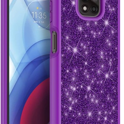 For Motorola G POWER 5G (2023) Sparkle Glitter Hybrid Case Cover - Dark Purple