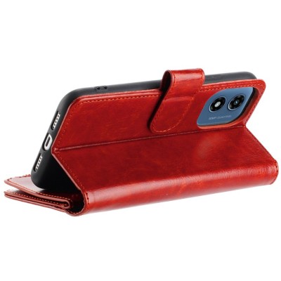 For Motorola Moto G 5G 2024 METKASE Wallet ID Card Holder Case Cover in Premium Slide-Out Package - Red