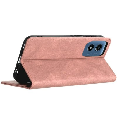For Motorola Moto G 5G 2024 METKASE Wallet Premium PU Vegan Leather ID Card Money Holder with Magnetic Closure in Premium Slide-Out Package - Rose Gold