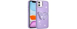 For Motorola Moto G 5G 2025 Butterfly Moveable Grip Stand With  Small Diamonds Meta Buttons HQ Hybrid - Purple