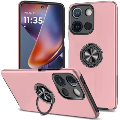 For Motorola Moto G 5G 2025 CHIEF Oil Painted Magnetic Ring Stand Hybrid Case Cover - Rose Gold