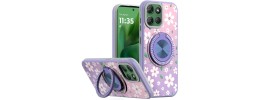 For Motorola Moto G 5G 2025 Metal Diamond CD Pattern Design Matte Finished Hybrid with Rotational Ring [Car Mount Friendly] Case - Floral D