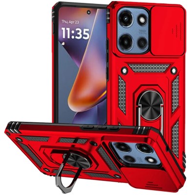 For Motorola Moto G 5G 2025 Well Protective Magentic Ring Stand Camera Protective Cover Case - Red