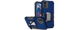 For Motorola Moto G Play 2024 Ring Magnetic Kickstand Hybrid Case Cover - Blue