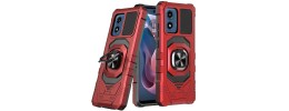 For Motorola Moto G Play 2024 Ring Magnetic Kickstand Hybrid Case Cover - Red