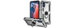 For Motorola Moto G Play 2024 Ring Magnetic Kickstand Hybrid Case Cover - Silver