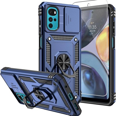 For Motorola Moto G Play 2024 Well Protective Magentic Ring Stand Camera Protective Cover Case - Blue