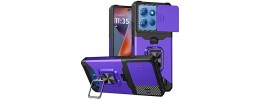 For Motorola Moto G Power 5G 2025 Complete Magnetic Metal Ring  Stand Camera Protection Hybrid - Dark Purple
