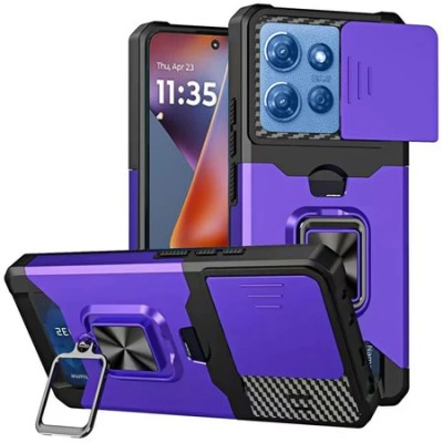 For Motorola Moto G Power 5G 2025 Complete Magnetic Metal Ring  Stand Camera Protection Hybrid - Dark Purple