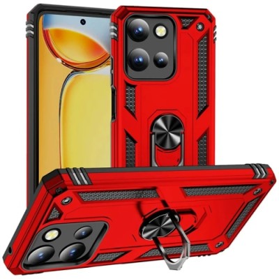 For Motorola Moto G Power 5G 2025 Loop Hybrid with [Magnetic  Ring Circle] 360 degrees Rotational Kickstand Case Cover - Red