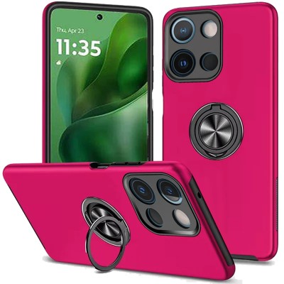 For Motorola Moto G Power 5G 2025 Ring Magnetic Kickstand  Hybrid Case Cover - Hot Pink