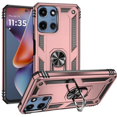 For Motorola Moto G Power 5G 2025 Ring Magnetic Kickstand  Hybrid Case Cover - Rose Gold