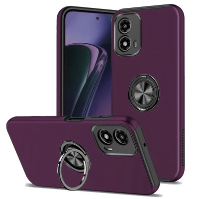 For Motorola Moto G Power 5g 2024 CHIEF Oil Painted Magnetic Ring Stand Hybrid Case Cover - Dark Purple
