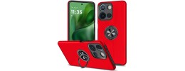 For Motorola Moto G Power 5g 2024 CHIEF Oil Painted Magnetic Ring Stand Hybrid Case Cover - Red