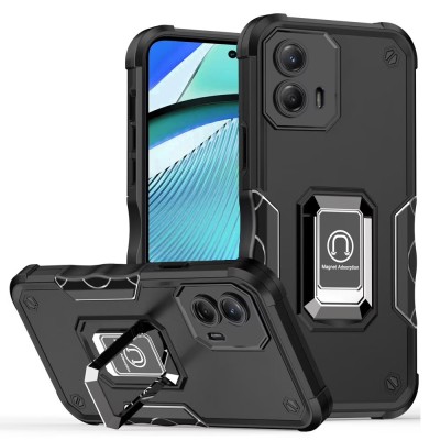 For Motorola Moto G Power 5g 2024 OPTIMUM Magnetic Ring Stand Hybrid Case Cover - Black