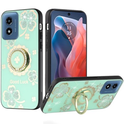 For Motorola Moto G Power 5g 2024 SPLENDID Diamond Glitter Ornaments Engraving Case Cover - Garden Butterflies Teal