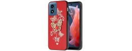 For Motorola Razr 2025 2024 SPLENDID Diamond Glitter Ornaments Engraving Case Cover - Enchanted Butterfly Red