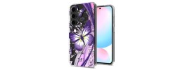 For Samsung A16 5G Butterfly Moveable Grip Stand With Small  Diamonds Meta Buttons HQ Hybrid - Purple