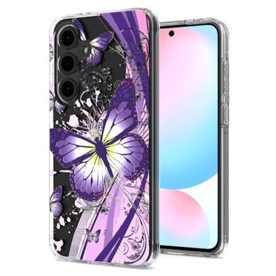 For Samsung A16 5G Butterfly Moveable Grip Stand With Small  Diamonds Meta Buttons HQ Hybrid - Purple