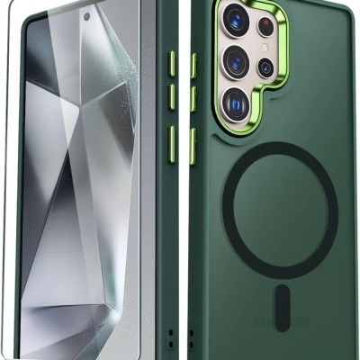 For Samsung Galaxy s25 Edge CHIEF Oil Painted Magnetic Ring Stand Hybrid Case Cover - Dark Green