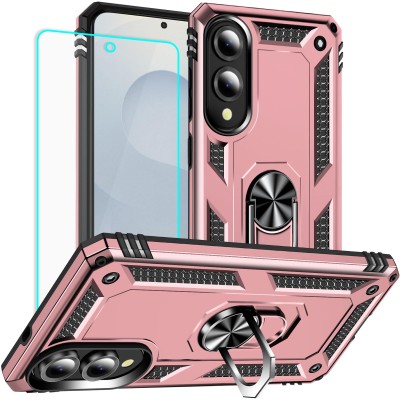 For Samsung Galaxy s25 Edge CHIEF Oil Painted Magnetic Ring Stand Hybrid Case Cover - Hot Pink