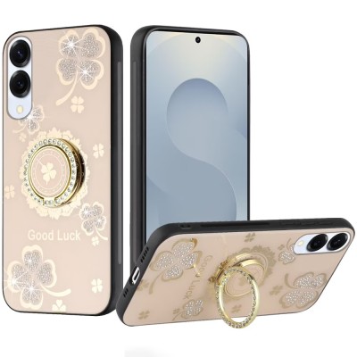 For Samsung Galaxy s25 Edge SPLENDID Diamond Glitter Ornaments Engraving Case Cover - Garden Butterflies Gold