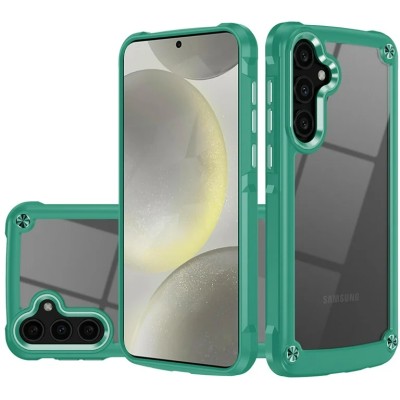 For Samsung Galaxy s25 Edge Ultimate CaseX Transparent Hybrid Case with Metal Buttons And Camera Edges - Midnight Green