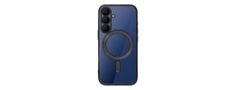 For Samsung s25 FE Classy Slick Chromed Around Hybrid Case  Cover - Dark Blue