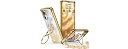 For Samsung s25 FE Glitz HQ Shimmer Glitter [Magnetic Ring Circle] with 360 degree Rotational Ring Kickstand Tough Hybrid Case - Gold