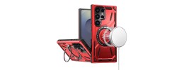 For Samsung s25 FE Loop Hybrid with [Magnetic Ring Circle] 360 degrees Rotational Kickstand Case Cover - Red