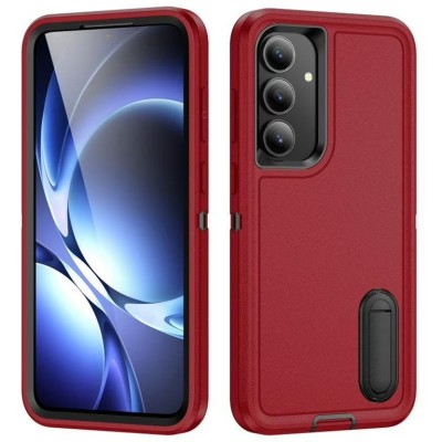 For Samsung s25 FE Robust Magnetic Kickstand Hybrid Case Cover - Red