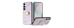 For Samsung s25 FE SPLENDID Diamond Glitter Ornaments  Engraving Case Cover - Good Luck Floral Purple