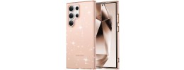 For Samsung s25 FE Stick-On Embedded Glass Diamonds of  Colorful Floral Arrangement HQ Hybrid Case - Rose Gold
