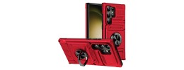 For Samsung s25 FE Tough Hybrid With Ring Stand Case - Red