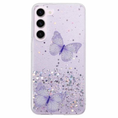 For Samsung s25 Ultra Butterfly Moveable Grip Stand With Small  Diamonds Meta Buttons HQ Hybrid - Purple
