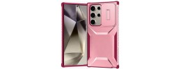 For Samsung s25 Ultra Fashion PU Vegan Chrome Edged Case Cover - Pink