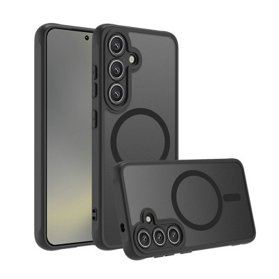 For Samsung s25 Ultra Magnetic Ring HQ Transparent Thick 2.0mm  Hybrid Case - Black