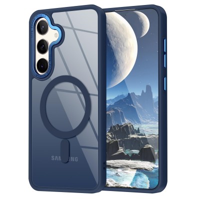 For Samsung s25 Ultra Magnetic Ring HQ Transparent Thick 2.0mm  Hybrid Case - Navy Blue