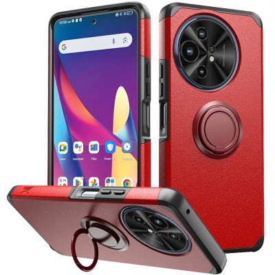 For TCL 50 XL 5G Tough Hybrid With Ring Stand + Tempered Glass - Red