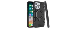 For iPhone 14 PLUS Loop Hybrid with [Magnetic Ring Circle] 360 degrees Rotational Kickstand Case Cover - Black