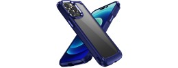 For iPhone 12 & iPhone 12 Pro Ultimate CaseX Transparent Hybrid Case with Metal Buttons And Camera Edges - Blue