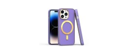For iPhone 14 PRO 6.1" Ultimate PU Leather [Magnetic Circle] Beautiful Hybrid - Light Purple