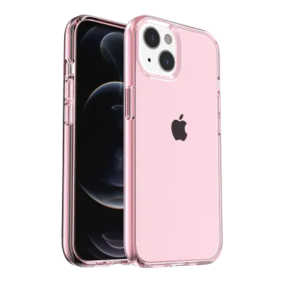 For iPhone 13 Pro Max Sturdy Ultra Thick 3mm Transparent Hybrid Case Cover - Pink