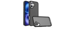 For iPhone 17 Pro Max Polished Oil Thick Acrylic Metal Button  Hybrid Case Cover - Black