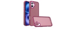For iPhone 17 Pro Max Polished Oil Thick Acrylic Metal Button  Hybrid Case Cover - Burgundy